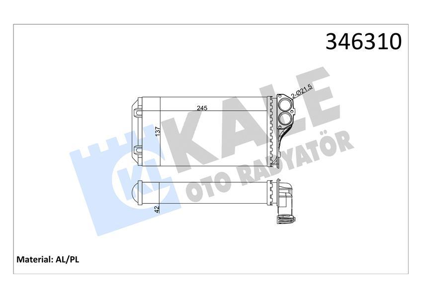 KALORİFER RADYATÖRÜ 307 00=> (242x135x42 / AC+) (AL/MKNK) - KALE - OEM 6448.K0