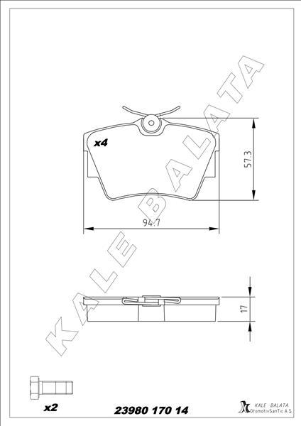 ARKA FREN BALATASI RENAULT TRAFIC II 06> TRAFIC III 15> OPEL VIVARO A 06> VIVARO B 15> - KALE - OEM 7701054772