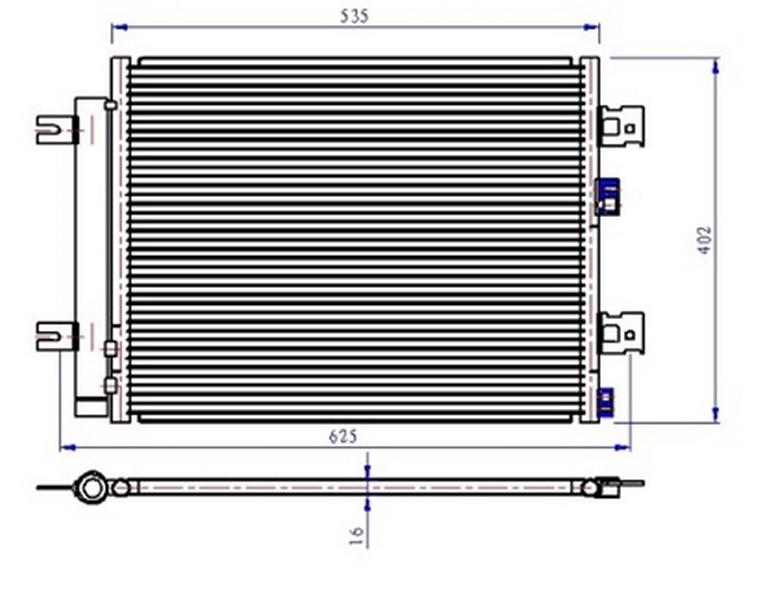 KLIMA RADYATORU KONDENSER BRAZING DUSTER 10>SANDERO 08>LOGAN 10>1.2 16V-1.4-1.6-1.5DCI 541×396X16 AT/MT SANZUMAN - ORIS - OEM 921007794R