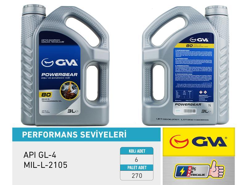 ŞANZIMAN YAĞI 80W API GL-4 3 LT — GVA 9920810 - GVA