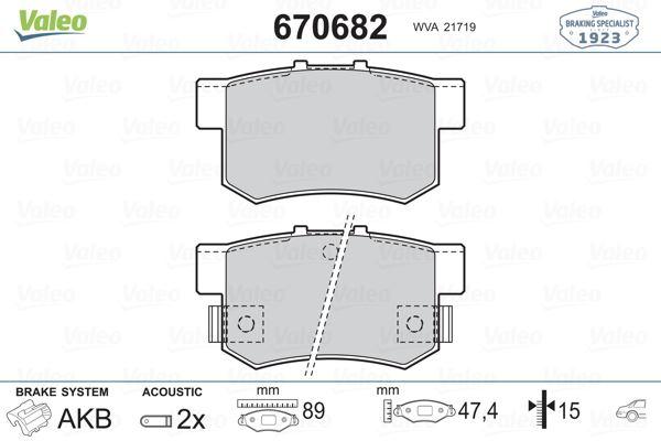 ARKA FREN BALATA HONDA CIVIC 1.6L D16 VTEC VTI 01- - VALEO - OEM 43022S5AJ00
