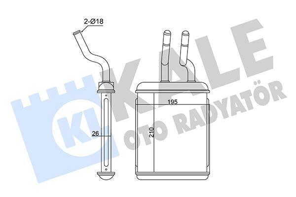 KALORIFER RADYATORU ALFA ROMEO 156 1.9/2.4JTD 1.6/2.0 16V 2.5 98>02  GTV 2.0 V6 97> SPIDER 2.0TS 96> (BORULU) [BRAZING AL/AL] [210X195X26] - KALE RADYATOR - OEM 60779451