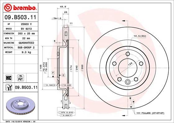 FREN DISKI ARKA LAND ROVER DISCOVERY L462 RANGE ROVER L405 L494 - BREMBO - OEM LR099036