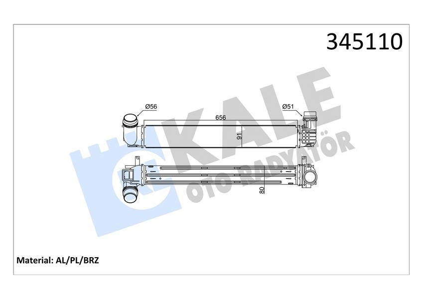 TURBO RADYATÖRÜ (INTERCOOLER) FLUENCE MGN III-SCENIC III 1.5DCI 09> (657x91x80) 110LUK(AL/PL/BRZ) - KALE - OEM 144961285R