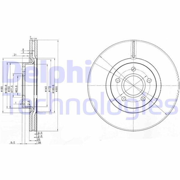 FREN DISKI ON (5D 300MM) FOCUS III C-MAX S40 V50 04- - DELPHI - OEM DV611125EA