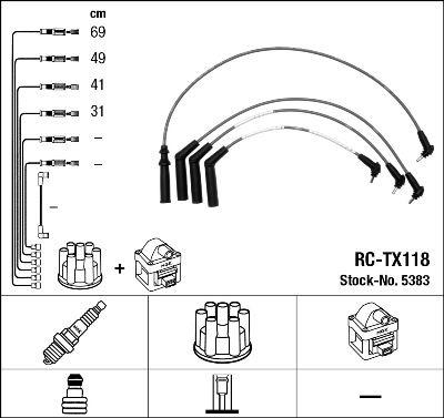 BUJİ KABLOSU TOYOTA COROLLA 1.3L 2E EE90 EE100 88-98 (RC-TX118) - NGK - OEM 9091922329
