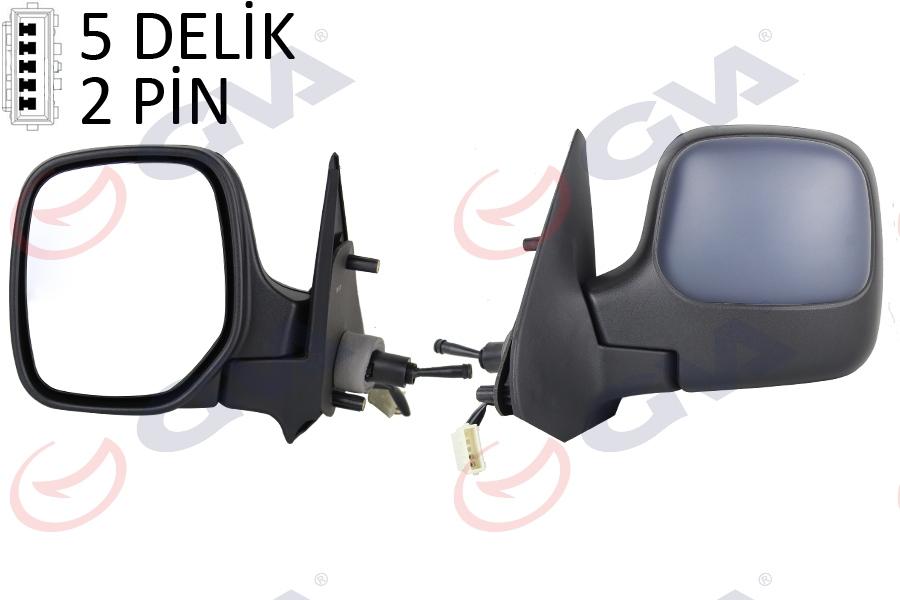 DIŞ DİKİZ AYNASI SOL BERLINGO-PARTNER 97> MEKANİK+ISITMALI+KONVEKS+ASTARLI 2 FİŞ VM-118NPL - GVA
