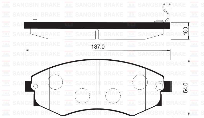 ÖN FREN BALATA HYUNDAI SONATA 1.8L 2.0L 88-96 / ELANTRA 1.6L 1.8L 2.0L 90-00 /NISSAN ALTIMA 2.0L CA20 A31 89-94 (SP1048 ile aynı) - SANGSIN - OEM 5810138A50