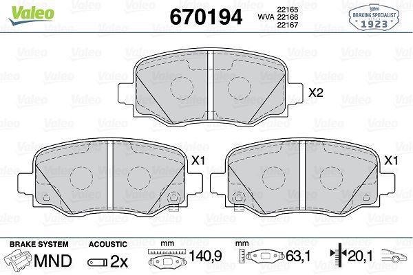 ÖN FREN BALATASI FIAT 500X 14> JEEP RENEGADE 14> COMPASS 20> 1.3D MTJ 1.3TB 1.4 1.6D MTJ 1.6E-TORQ 2.0D MTJ - VALEO - OEM 77367214
