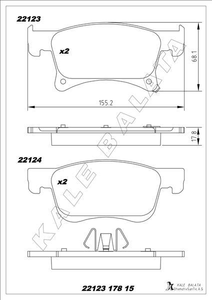 ÖN FREN BALATASI ADAM 14>CORSA E 14> (15 İNÇ - KALE - OEM 39122150