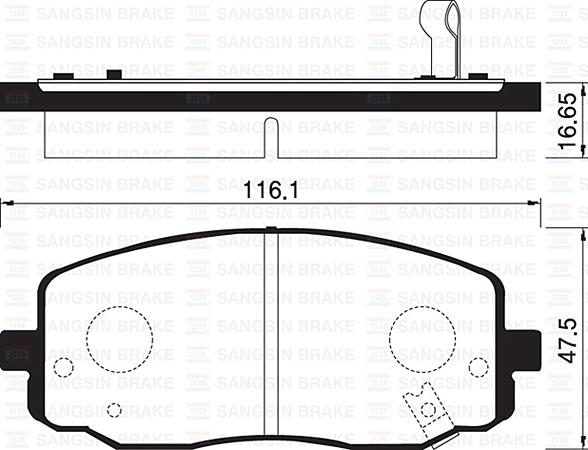 ÖN FREN BALATA HYUNDAI i10 1,1L CRDI 08-> / KIA PICANTO 1,0L 1,1L 04-11 - (Aşınma ikaz soketli) - SANGSIN - OEM 581010XA10