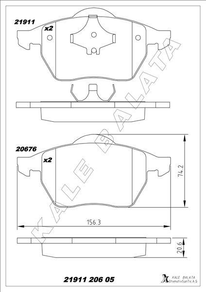 DİSK FREN BALATASI ÖN BORA 1998-2005-GOLF III-IV-NEW BEETLE 1999-2010-PASSATA3 1996-2003-TT (98-06) - KALE - OEM 1J0698151L