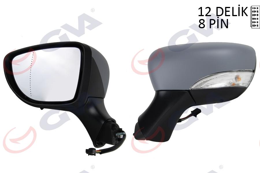 DIŞ DİKİZ AYNASI SOL CLIO 12> ELEKTRİKLİ+ISITMALI+ASTARLI+SİNYALLİ+ASFERİK VM-6126EHPAL - GVA - OEM 963022031R