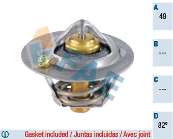 TERMOSTAT (82°C) TEK FORD FİESTA-FOCUS-MONDEO 95> 1.25-1.4-1.6 BENZİNLİ - FAE - OEM 4M5G