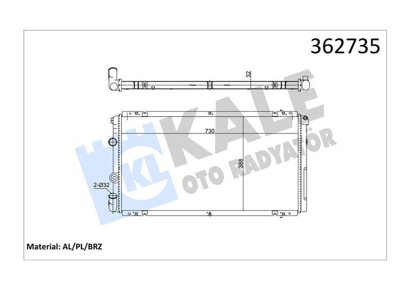 SU RADYATOR 730×388X32 BRAZING RENAULT MASTER II - OPEL MOVANO - NISSAN INTERSTAR 1.9/2.5DCI-DTI 2.8DTI 98- MT AC/NAC - KALE - OEM 7701043693