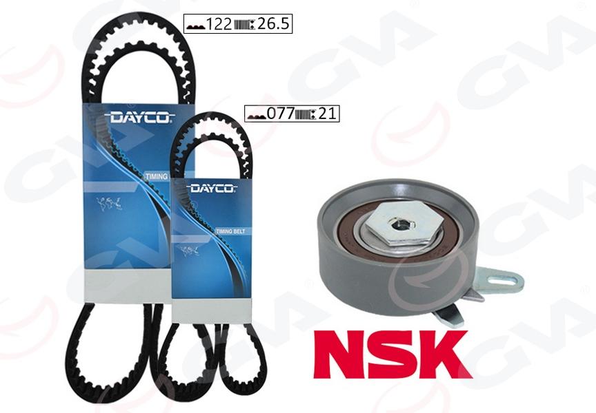 TRİGER SETİ (122x26.5-077x210) TRANSPORTER T4 2.4D (90-03) (AJA) (K065323XS) 2 KAYIŞ+1 GERGİ - GVA - OEM 074198119A