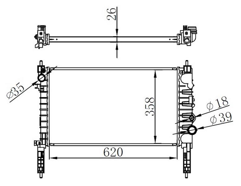 RADYATOR BRAZİNG MT(620X358X26)MOKKA 1.4I (2013+) 630774 - ORIS - OEM 1300345