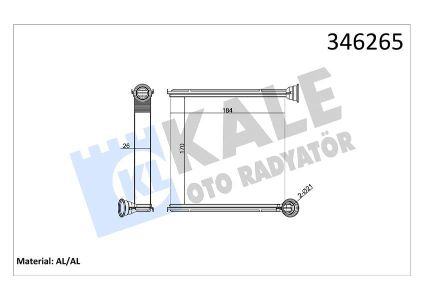KALORİFER RADYATÖRÜ GOLF 7-PASSAT-TIGUAN-ARTEON-SUPERB-OCTAVIA-A3-LEON-12> (170X185X26) - KALE - OEM 5Q0819031