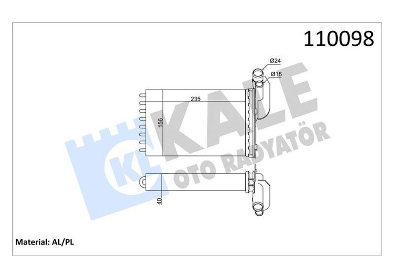 KALORİFER RADYATÖRÜ MGN I-CLIO I-R19 (234x157X42) (2 SIRA AL+PL SİSTEM) - KALE - OEM 7701204680