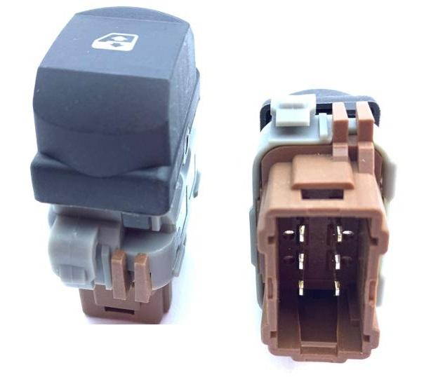 CAM KALDIRMA ANAHTARI MEGANE II ÖN SAG 6 PİN TEKLİ (GRİ KAHVE) - HELLUX - OEM 8200414961