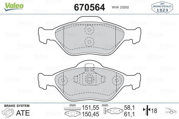 ON FREN BALATASI  FORD FIESTA IV/FIESTA V/FUSION/MAZDA 2/MAZDA 121 - VALEO - OEM YS6J2K021DC