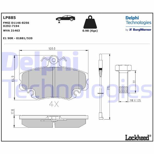 ÖN BALATA FİŞLİ RENAULT R9-R19-R21-CLIO I-II-MEGANE I-TWINGO-LOGAN-SANDERO-SOLENZA - DELPHI - OEM 7711130071