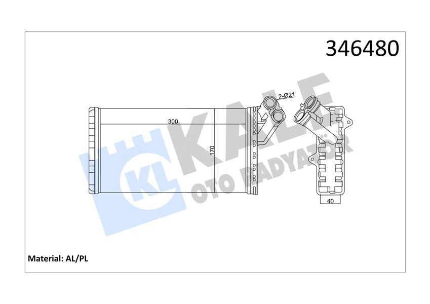 KALORİFER RADYATÖRÜ SCUDO (96-02)-JUMPY 96>EXPERT (96-02) 806 (99-02) (299x170) - KALE - OEM 9566944680