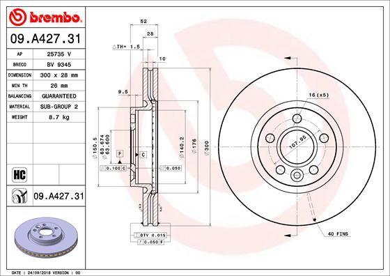 FREN DISKI ON FORD MONDEO IV S-MAX . LAND ROVER FREELANDER II L359 RANGE ROVER EVOQUE L538 - BREMBO - OEM LR000571