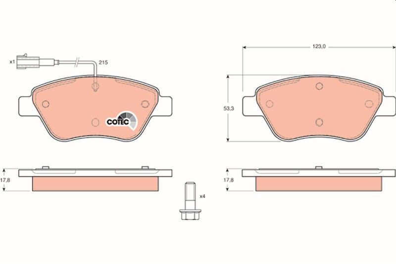 ÖN BALATA DOBLO-ALBEA-LINEA-STILO-FIORINO 1.3MJTD- - TRW - OEM 4254.06