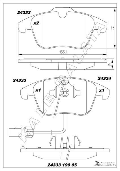ÖN FREN BALATASI TIGUAN-Q3 2007=> - KALE - OEM 5N0698151
