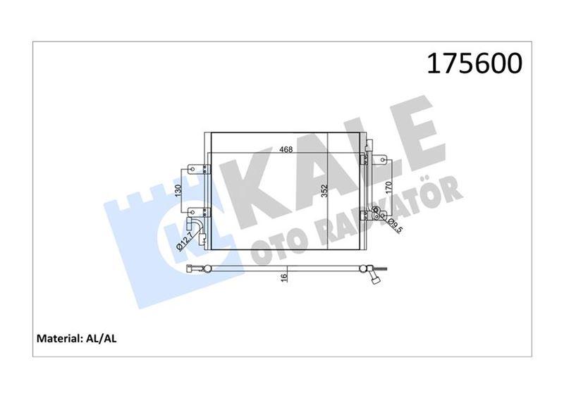 KLIMA RADYATORU ALBEA 1.3JTD (450X350X16) (1 SIRA ALB SISTEM) (KURUTUCU ILE) - KALE RADYATOR - OEM 51722816