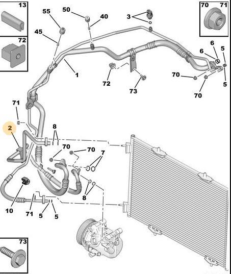 KLIMA HORTUMU KISA P301 DV6C - PSA - OEM 9674395480