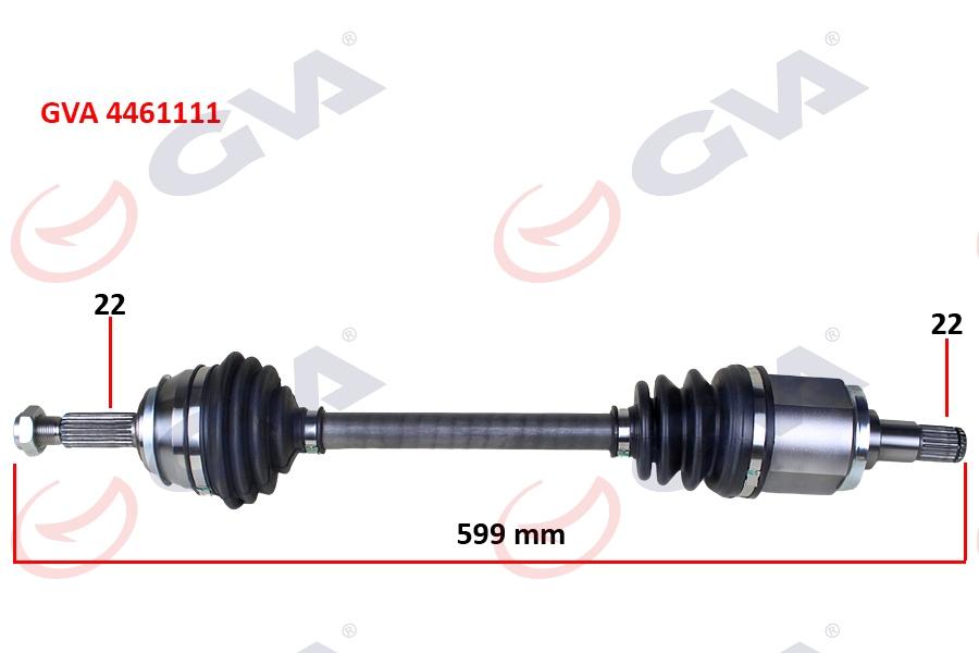 KOMPLE AKS SOL SKODA FAVORIT 1.3 (89-94) (599.5mm) - GVA - OEM 6U0407271F