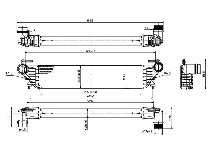TURBO RADYATORU INTERCOOLER EGEA FIAT 500L 1.3-1.6 JTD-1.4 - ORIS - OEM 51964106