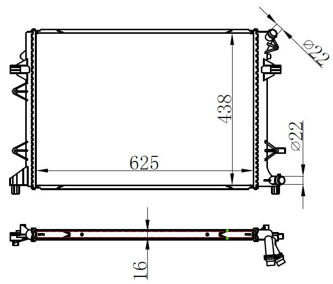 RADYATOR BRAZING VW CADDY IV 625×438X16 2.0 TDI 15- 625×438X16 *** - ORIS - OEM 5K0121251S