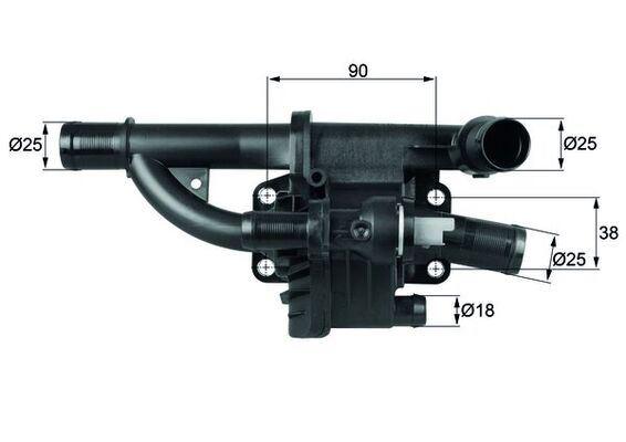 TERMOSTAT GÖVDESİ FORD PEUGEOT FIESTA-COURİER-FOCUS-207-308-PARTNER-C4-C5 07> 1.4-1.5-1.6 TDCİ EURO 5 - MAHLE - OEM 9M5Q
