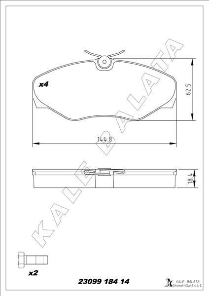 ÖN BALATA RENAULT TRAFIC II 01> OPEL VİVARO 01> - KALE - OEM 7701054771