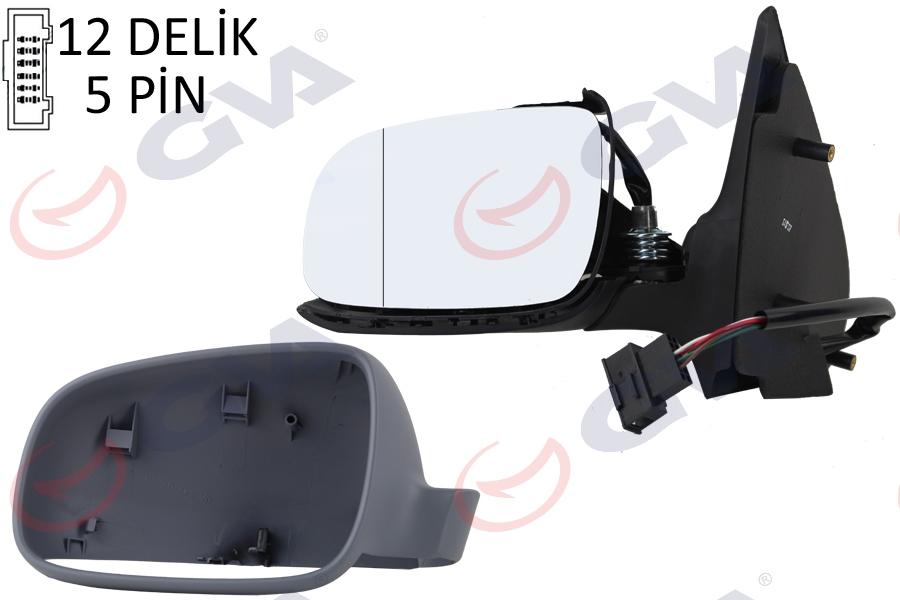 DIŞ DİKİZ AYNASI SOL POLO 00> ELEKTRİKLİ+ISITMALI+ASTARLI+ASFERİK 5 FİŞ VM-192EHAL - GVA - OEM 6Q1857507G