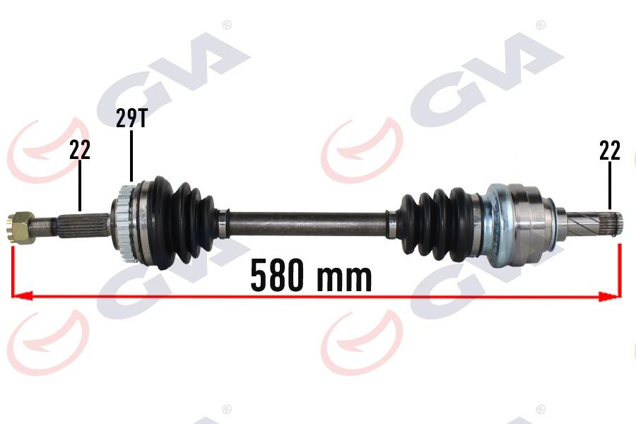 KOMPLE AKS SOL OPEL-MERIVA A 1.6 (03-10) ABS`Lİ (29 DİŞ) (580mm) - GVA - OEM 374511