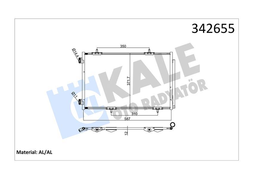 KLIMA RADYATORU PEUGEOT 301 / C-ELYSEE 1.2 VTI / 1.6 VTI / 1.6 HDI 90 12> (AL/AL) (KURUTUCU ILE) - KALE RADYATOR - OEM 9674994280