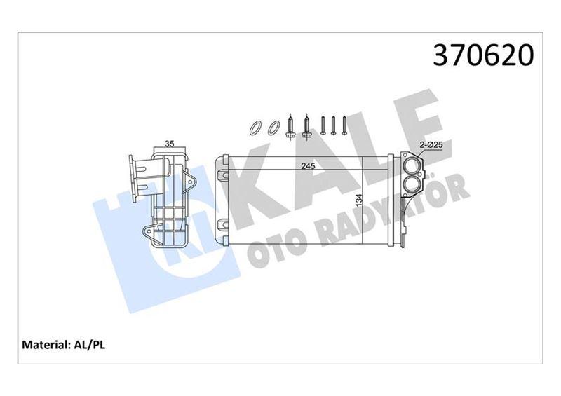 KALORİFER RADYATÖRÜ C3 02> P206 99> P307 00> XSARA 00>12 (245X137X35) (MEKANİK) - KALE - OEM 6448.Q2