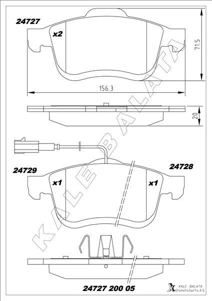 ÖN BALATA DOBLO 1.4 1.3D 1.6D 2.0D 10=> COMBO 1.4 12=>1.3CDTİ 12=>1.6CDTİ 12=> 2.0CDTİ 12=> - KALE - OEM 1605164