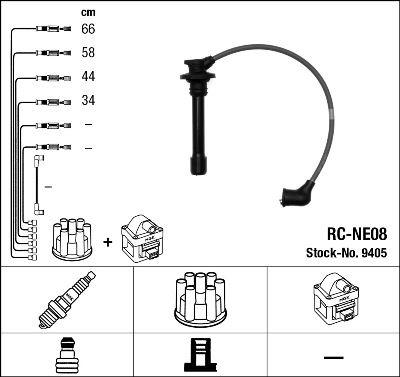 BUJİ KABLOSU NISSAN PRIMERA 1.6L GA16 P11 96-01 / SUNNY 1.6L GA16 N14 90-94 (RC-NE08) - NGK - OEM 2244073C10