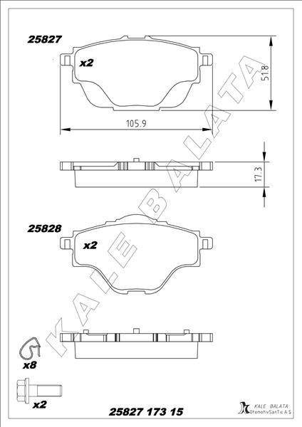 ARKA FREN BALATASI ASTRA L-GRANDLAND-C4 GRAND/SPACETOURER-C5 AIRCROSS-P508-P5008-P308-P3008-DS4-DS7 (290mm) - KALE - OEM 95525386