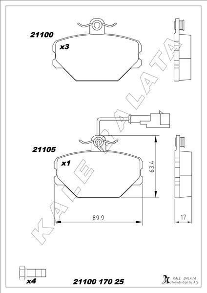 ÖN BALATA FİŞLİ TMPR-TİPO UNO 1.4-1.6 PANDA (85-04) - KALE - OEM 5892330