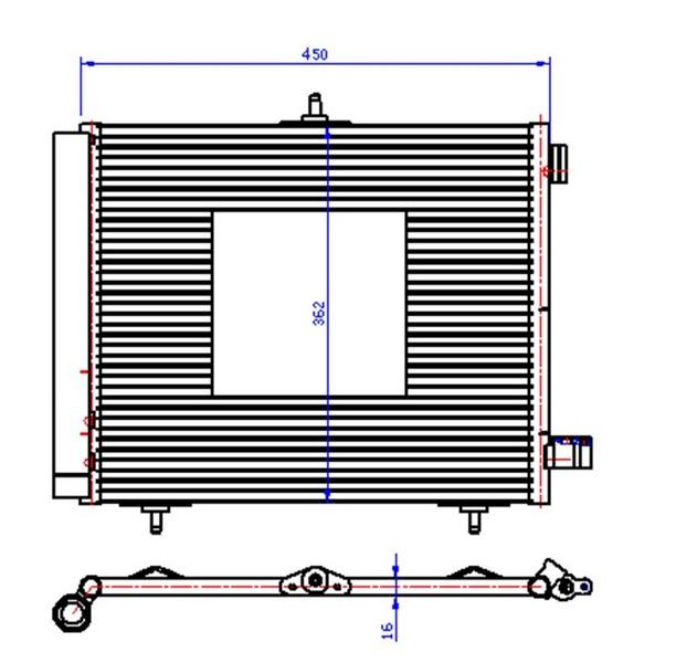 KONDENSER P207-P208-P1007-P2008 05=>-C2-C3-C3 II 03>DS 3 14> 1.4 1.6HDI KURUTUCU İLE AL/AL(420X371X16) - ORIS - OEM 6455.JF