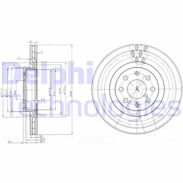 FREN DISKI ON (6D 284MM) CORSA D PUNTO 05- - DELPHI - OEM 93188918
