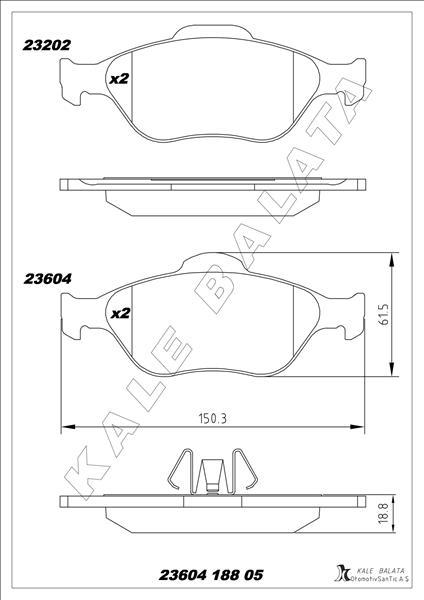 ÖN BALATA FIESTA 1.4TDCİ ABSLİ 00=> FUSION 02=> MAZDA 121 96=> MAZDA 2 03> GDB1419 - KALE - OEM TAMT2K021FSTL