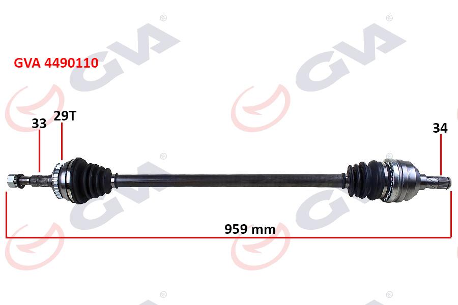 KOMPLE AKS SAĞ VECTRA B 1.6İ-1.8İ-2.0İ (95-03) ABS`Lİ (29 DİŞ) (959mm) - GVA - OEM 374249