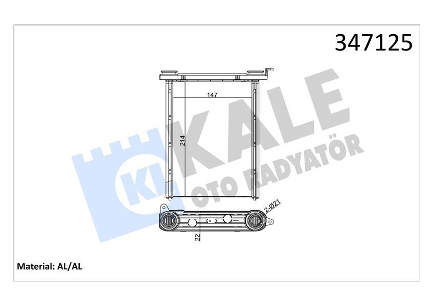 KALORIFER RADYATORU RENAULT FLUENCE / MEGANE III / MEGANE CC / MEGANE IV / SCENIC III / GRAND SCENIC III / TRAFIC III (AL/BRZ) - KALE RADYATOR - OEM 95517541